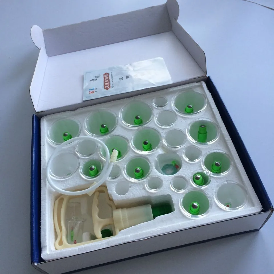 24 Cups Chinese Medical Vacuum Body Cupping Massage Healthy Therapy Suction Set