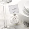 Printed Snowflake Clear crystal Flat Bauble Ball Place Name Card Holder ornament