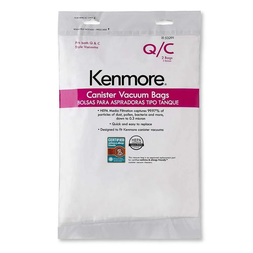 replacement for Kenmore Q/C Canister Hepa Cloth Bags. Will Also Fit/Replace Kenmore Type C (5055,50558) Vacuum Bags 4 pk