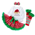 My first Christmas baby romper + tutu skirts girls christmas dress baby clothes