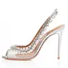 2019 hotsale fashion design PVC crystal rhinestone party dress high heel pumps Wedding Shoes