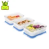 BPA free silicon rubber case 3 pieces glass lunch boxes lock lid