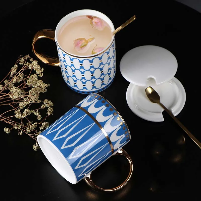 Creative American gold ceramic couple water ins Nordic afternoon tea mug 
Creative American gold ceramic couple water ins Nordic afternoon tea mug