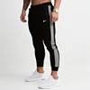 lightweight black cotton blend tapered gym fitted sweat pants with grey side panel mens joggers for training spring summer wear