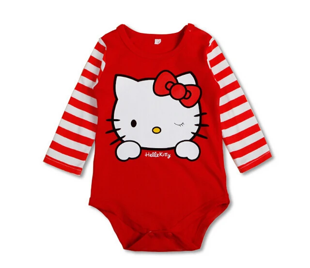 New Arrive Cute Girl Baby bodysuits Long Sleeve Cotton Cheap Hello Kitty Girl Infant Newborn Baby Bodysuit Clothes Free Shipping