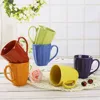 Set of 6 Large Sized 14 Ounce Ceramic Coffee Mugs Solid Color
