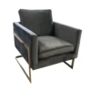 Hot selling modern living room gold metal frame accent grey velvet sofa chair