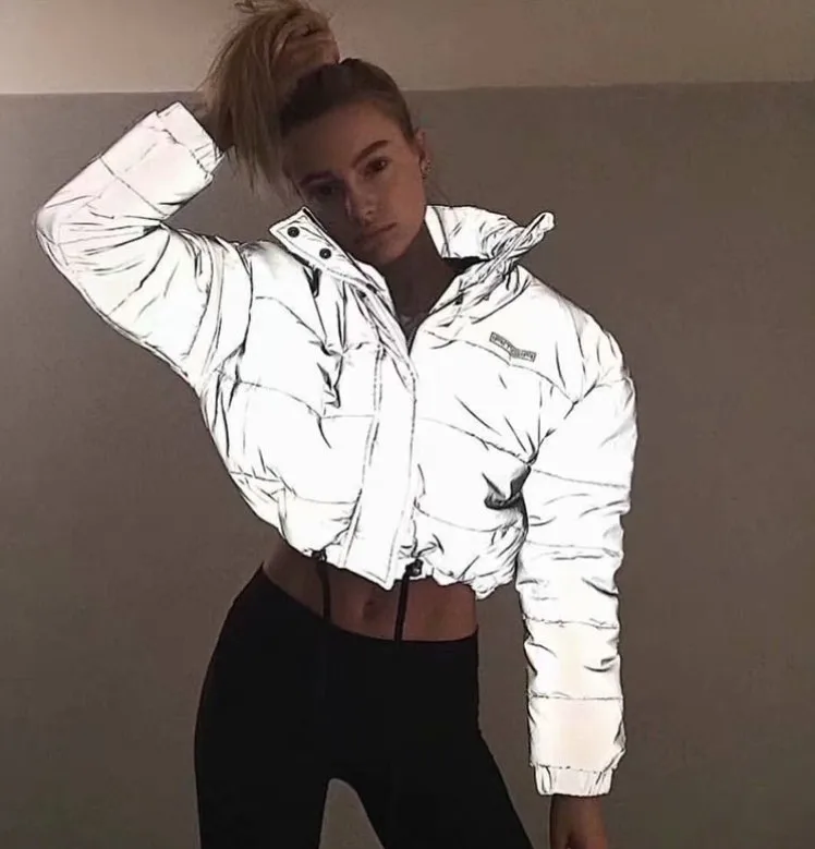 Women Oversized Cotton Jacket Reflective Cropped Bomber Fashion Winter Thick Pullover Reflection Coat Ins Female Y10530
Women Oversized Cotton Jacket Reflective Cropped Bomber Fashion Winter Thick Pullover Reflection Coat Ins Female Y10530