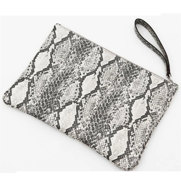 grey snakeskin clutch bag