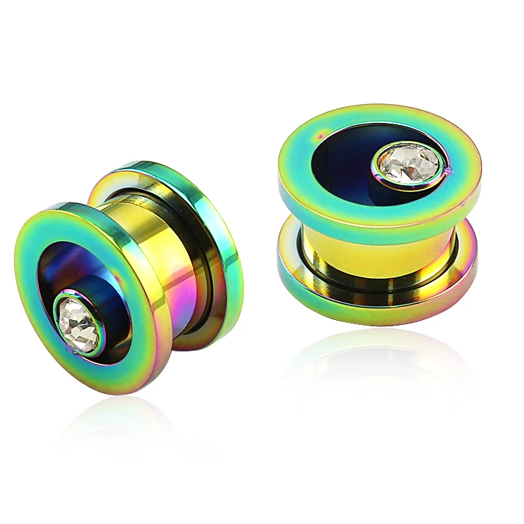 Custom 14 gauge ear plugs with beautiful rhinestone inside ear tunnel, Picture
Custom 14 gauge ear plugs with beautiful rhinestone inside ear tunnel, Picture