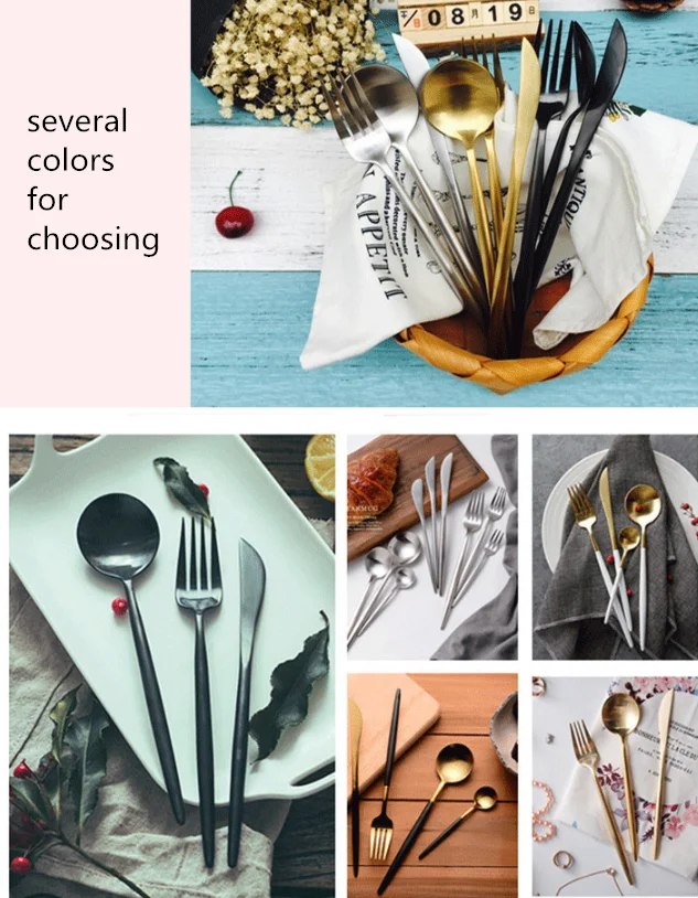 High Quality Matte Golden Cutlery Set 18/10 Spoon Fork Knife