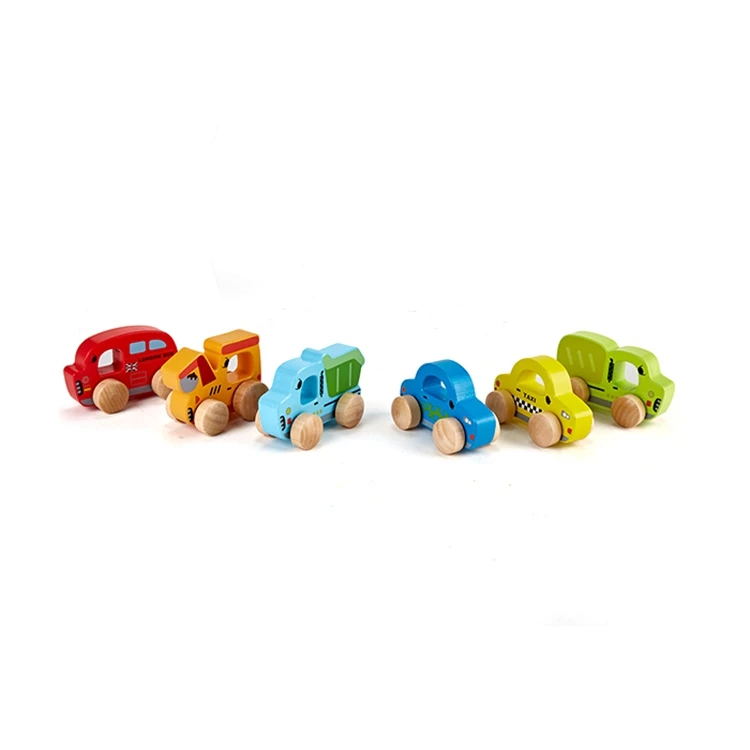 Kids Playing Custom Mini Taxis Racing Car Wooden Toy