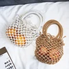 Handmade woven cotton designer small mesh mesh fruit beach bag with hard handle mesh clutch handbags