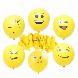 yellow round latex ballon emoji balloons xmas birthday wedding