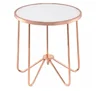 SWT Marble Faux Rose Gold End Table Mini Small Metal Side Table