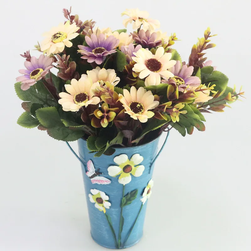 Flone Lovely Mini Daisy Imitation Flower European Style Oil Painting Chrysanthemum Silk Flower Wedding Home Party Decor (2)