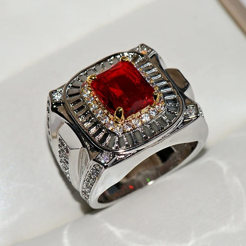 Luxury Big Red Cubic Zirconia Ring For Men Jewelry Vintage Mens Signet Rings With Stone Wedding Rings Silver
Luxury Big Red Cubic Zirconia Ring For Men Jewelry Vintage Mens Signet Rings With Stone Wedding Rings Silver