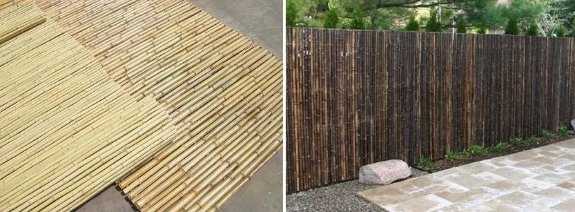 Carbonized brown decorative black bamboo fence for sale