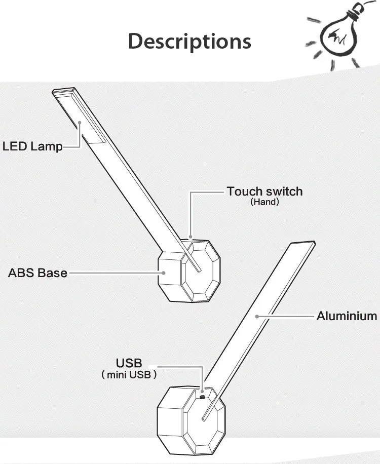タッチタイプバッテリー荷電ledテーブルランプ、4レベルの明るさ調光対応、充電式、オーバー90ra仕入れ・メーカー・工場