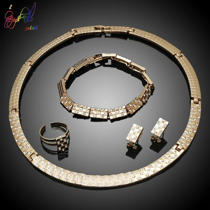 18k Gold Plated Big Saudi Arabia Costume Jewelry Sets Wholesale Schmuck