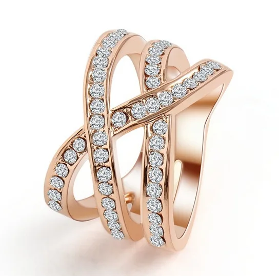 Fashion Style Zircon CZ Engagement 18K Gold Plated Wedding Finger Rings For Women Austrian Crystal Size 6,7,8,9 Free Shipping