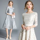YSQ8131058 spot 2019 new sleeve women's slim slimming long lace embroidery large dress