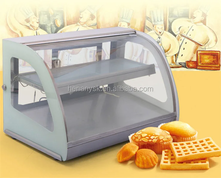 Commercial Desktop Arc Thermal Insulation Bread Egg Tart Food Cake Warming Glass Food Warmer Display Showcase
