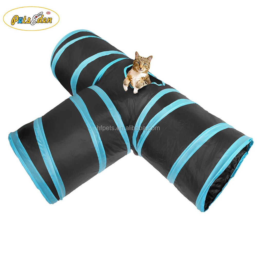 Funny Y Shape 3 Holes Foldable Pet Cat Tunnel With Sounding Ball Home Indoor Training Toys For Kittens