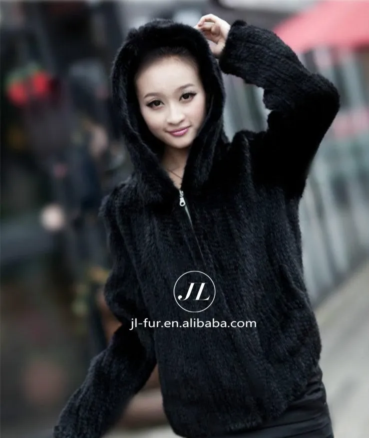 Fashion Women's Clothing Knitted Mink fur Coat, Natural Mink Fur Coat