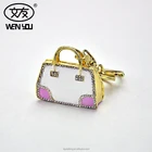 WenYou KD1030 3D Printing Crystal Keychain Charm Bag Shape with Logo as Valentine's Day Gifts for Lovers