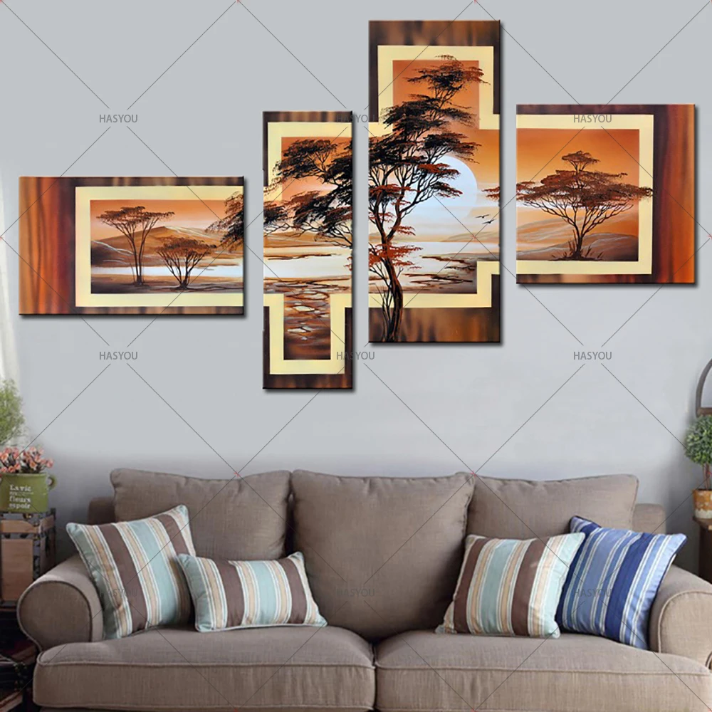 4-Piece-Hand-Painted-African-Abstract-Landscape-Oil-Paintings-on-Canvas-Modular-Pictures-for-Living-Room (5)
