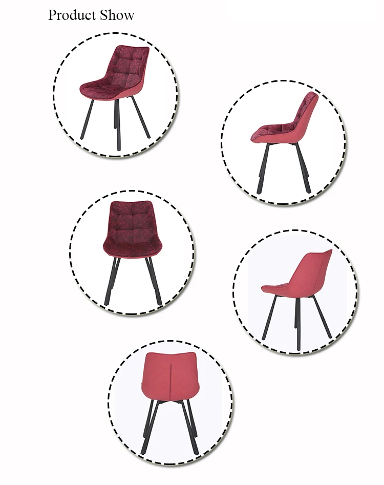 new model red fabric black legs modern dining room chair