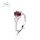red garnet cz imitation stone wedding ring in rhodium plated 925 silver bride jewelry