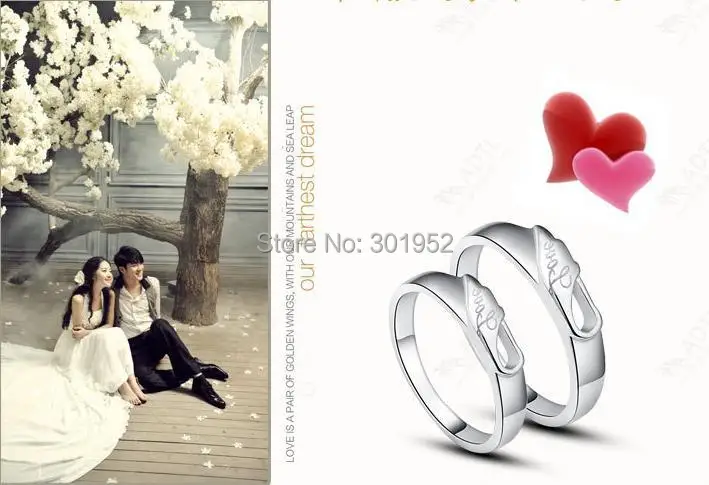 CRJZ0007 925 Sterling Silver Rings for lovers Wedding Engagement lovers' ring Wholesale Jewelry anel aneis
