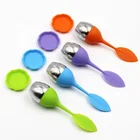 Silicone Tea Infuser with 304 Stainless Steel Leaf Shape Tea Strainer with Drip Tray