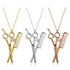 New fashion trend wash and blow blowing necklace hair stylist popular jewelry hair dryer scissors comb pendant