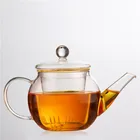 Unbreakable glass teapot with infuser with handle