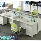 Competitive factory sale white color MDF 4 seater office desk