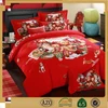 Red Christmas cartoon characters bed sheet set and buy fabric from china