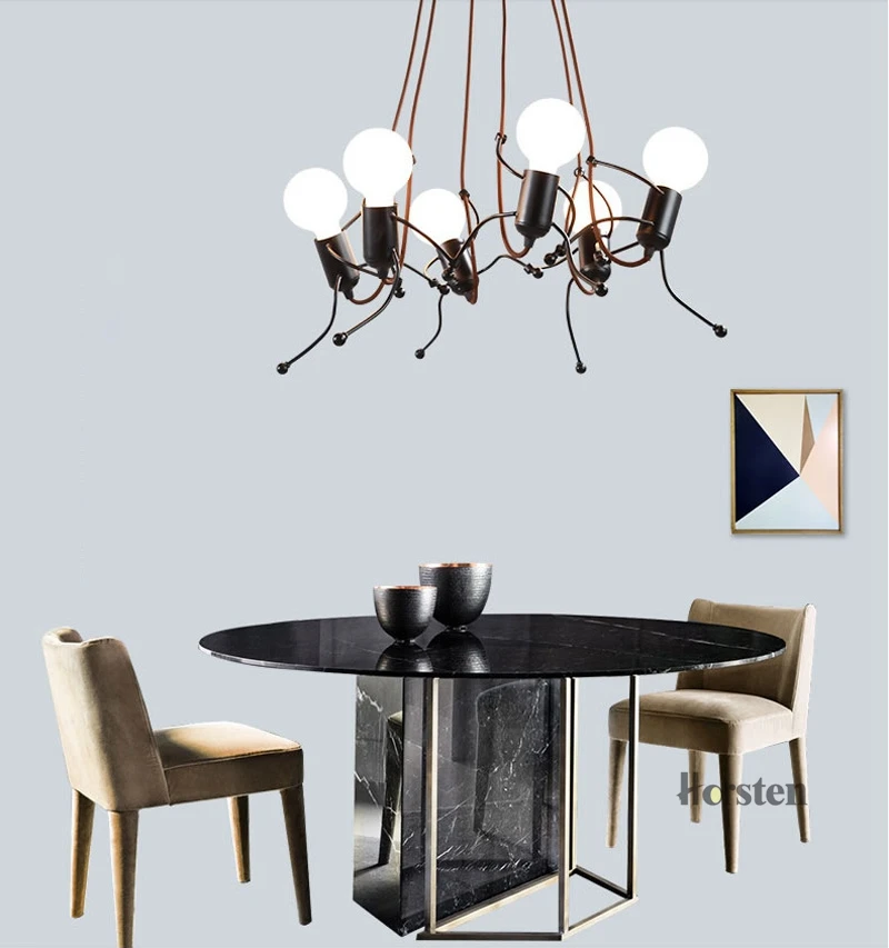 Creative Modern LED Pendant Lamp Black Small Iron Man Pendant Lights For Living Room Children Room Decoration Hanging Lamp (1)