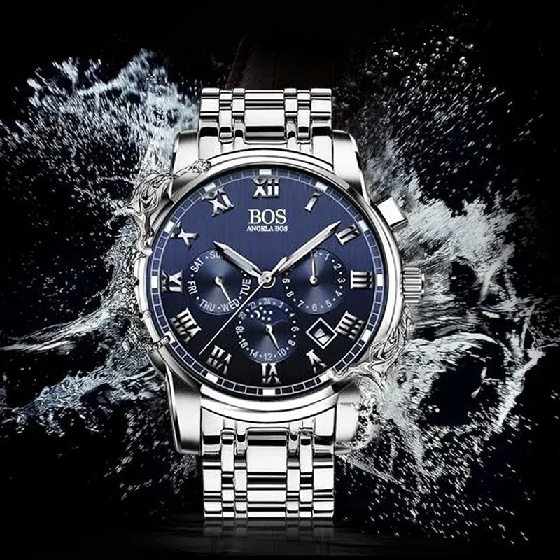 Top Brand ANGELA BOS Sub Dial Work Waterproof Luminous Wristwatch Mens Watches Luxury Famous Men's Watches For Men Quartz watch
Top Brand ANGELA BOS Sub Dial Work Waterproof Luminous Wristwatch Mens Watches Luxury Famous Men's Watches For Men Quartz watch