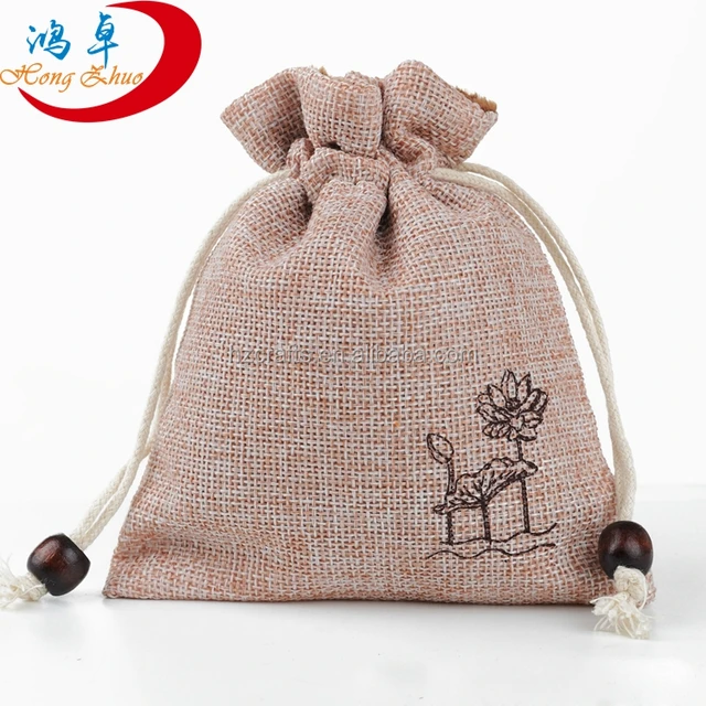 linen jewelry pouch/linen drawstring bag/jute bag