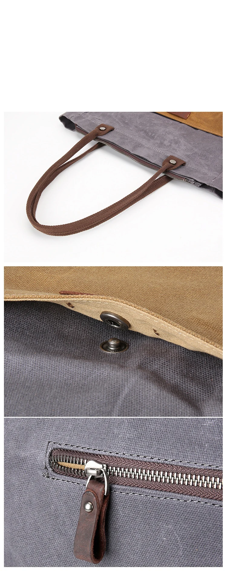 Wholesale high quality fashion women waxed canvas tote shopping hand bag handbag