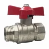 Lower price male and female butterfly handle brass valve ball