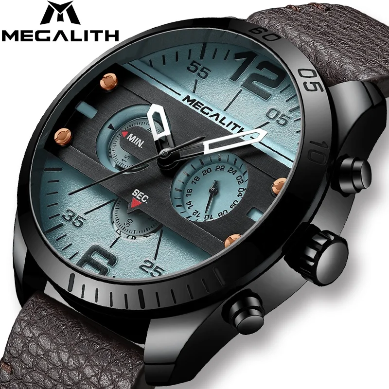 MEGALITH Top Brand Military Sport Watches Men Fashion Waterproof Blue Leather Strap Quartz Wristwatches Male Clock Reloj Hombre
MEGALITH Top Brand Military Sport Watches Men Fashion Waterproof Blue Leather Strap Quartz Wristwatches Male Clock Reloj Hombre