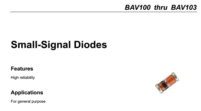 Quotation Sheet About Switching Diode Series 100ma 60v Bav101 Sod 80 Ll