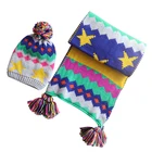 Hot sale Snowflake knit jacquard scarf and hat set