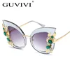 Gradient Cat eye sunglasses women designer 2018 Oversized Sun Glasses women Eyewear with Rhinestones Lentes de sol mujer