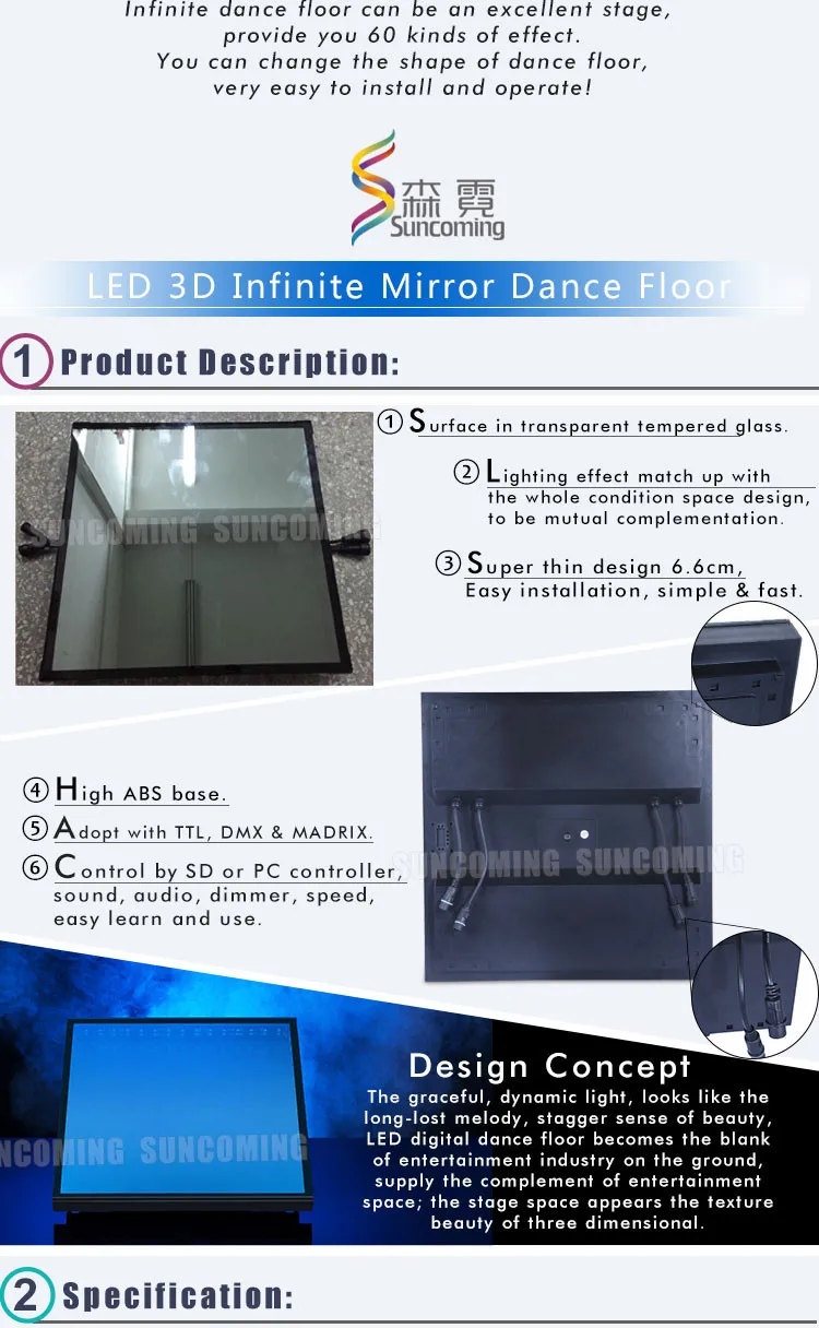 3d Infinite Effect Rgb Low Rental Cost Lighted Led Dance Floor For