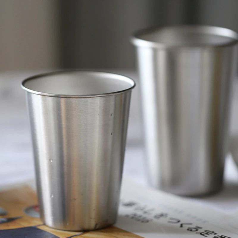 Stainless Steel Pint Cups LargeSmall Durable Kids Cup Metal Tumblers Juice Cocktail Iced Tea Cup Home Bar Camping Drinking Mugs (4)